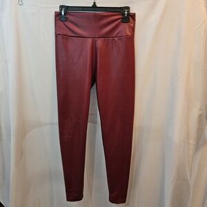 Ginasy Faux Leather Wine Red Legging Sz Med Chic Edgy Lived In Luxe Moody Shiny